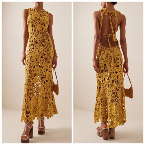 Ulla Johnson Yael Yeal Yellow Cotton Crochet Dress - XS -